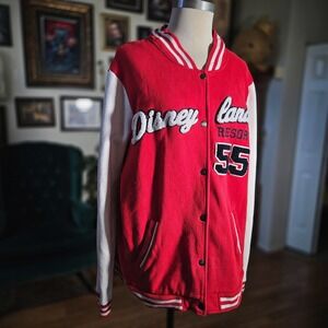Disney Parks Disneyland Mickey Mouse Varsity Jacket Red Baseball Jacket